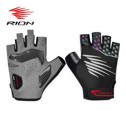 RION Mens Shockproof Gel Pad Cycling Glove Half Finger Sport Gloves Summer Bicycle Gym Fitness MTB Bike Fingerless Motorcyclis 240521