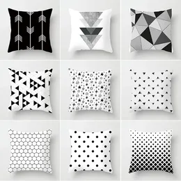 Pillow Home Decoration Black And White Geometric Pillowcase Striped Plush Throw Covers