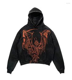Men039s Hoodies Men039s Skeleton Devil Bat Y2k Goth Fashion Man Print High Street Hoodie Sweatshirt Oversize Black Long Slee5926982