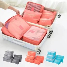 Storage Bags 6 Pcs/Set Pink/Blue/Grey Travel Bag Large Capacity Waterproof Luggage Clothing Underwear With Zipper