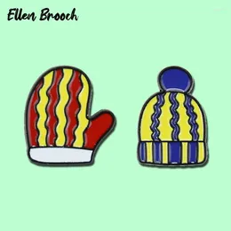 Brooches Cartoon Kids Enamel Pins Knit Cap Glove Brooch Laple Backpack Hat Badges Jewellery Gift For Friends