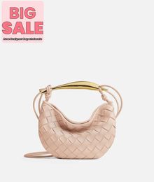 Designer Luxury Bag Mini Sardine BotegaVeneta Mini Intrecciato leather cross-body bag with metallic top handle Lotus