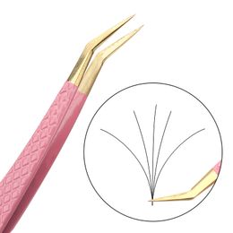 Pink Eyelash Tweezers for Extensions Individual Curved Strip Lashes Eyebrow Hair Clip Fake Eyelashes Tongs Nail MakeupTool