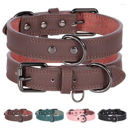 Dog Collars Soft Durable Real Leather Collar Genuine Pet For Small Medium Large Dogs German Shepherd Brown Black