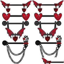 Nipple Rings Red Bat Piercing Set 14G Sexy Spider Ring Pack For Women Cute Jewellery Bk Body Pezon Lot Drop Delivery Dhwmw