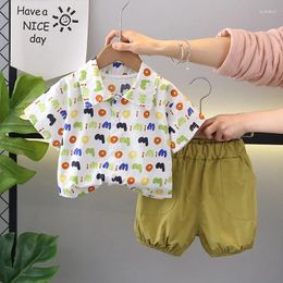 Clothing Sets Toddler Boys Outfits Set 2024 Summer Baby Boy Clothes 1 To 2 Years All Over Print Letter Short Sleeve Shirts Shorts Kids Suits