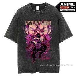 Anime One Piece Zoro T Shirt y2k Harajuku High Street Fashion Men Womens T-shirt Vintage Cotton Oversized Loose Casual Tees 240521