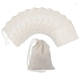 Storage Bags 50 Pieces Drawstring Cotton Muslin Tea Brew (4 X 3 Inches)