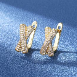 Cross Earring Gold Diamond Luxury Designer Jewellery Charm Inlaid Cubic Zirconia Stud Hoop Earrings for Men Women Gift