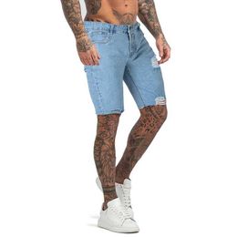 Men's Shorts GINGTTO New Mens Denim Shorts Summer Fitness Slim Fit Style Breathable Short Jean Boardshorts Hot Sale Dropshippdk45 J240510