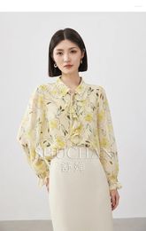 Women's Blouses Print Flower Summer 2024 RUFFLES Blusas Mujer De Moda Womens Tops And