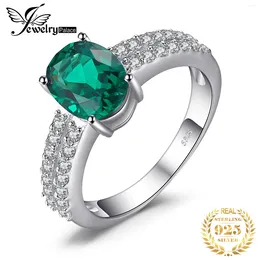 Cluster Rings JewelryPalace 1.7ct Simulated Nano Emerald 925 Sterling Silver Engagement Ring For Woman Fashion Gemstone Jewelry Wedding Gift