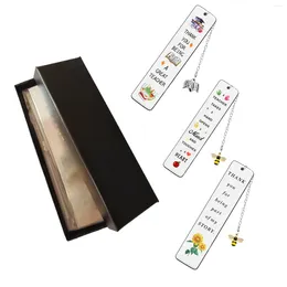 3pcs Gift Box Thank You Birthday Readers Metal Bookmark Teachers With Pendants Stainless Steel Practical Christmas Reading