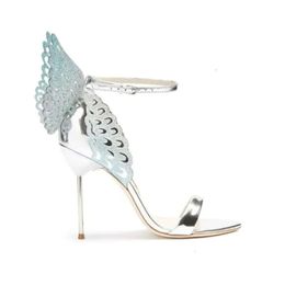 2019 Ladies patent leather high heels sandals buckle Rose solid butterfly ornaments Sophia Webster diamond shoe f32