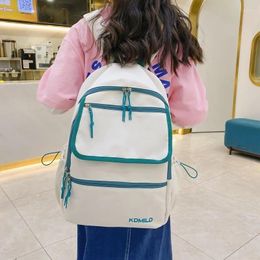 Backpack Simple Fashion Bag Teenage Girl Contrasting Colours College Student Schoolbag Korean Women Men Travel Bagpacks Trend