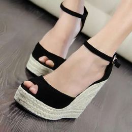 Wedge Sandals Women Summer Platform Sandal 2024 New Open Buckle Strap Peep Toe Thick Casual Ladies 15a