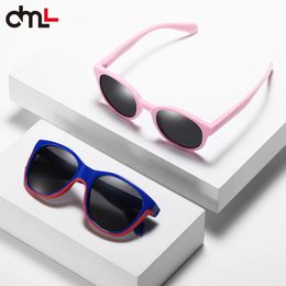 DML Brand Boy Girl Double Colors Fashion Round Sunglasses Children Vintage Sunglasses UV400 Polarized Protection Kids Eyewear 240521