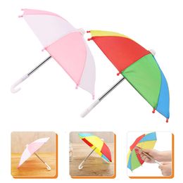 2 Pcs Sombrillas De Para Mini House Accessories Small Beach Umbrella Metal Parasol Child L2405