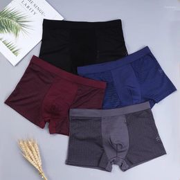 Underpants 5 Sizes Summer Breathable Men Boxer Ultra-Thin Quick Dry Male Panties Seamless Ice Silk Shorts Solid Color