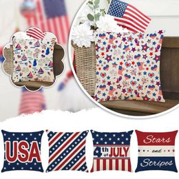 Pillow Independence Day Decorative Linen Cover Patriotic Festival Home Silk Standard Pillowcase Without Zipper