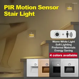 Wall Lamp 1-4 Pcs Infrared Human Sensor Stair Lights PIR Motion LED Night Light Recessed Lamps Steps Hallway Staircase Bedroom