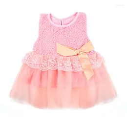 Girl Dresses Baby Girls Kids Bow Lace Sleeveless Princess Cotton Ball Gown 0-2 Years Old