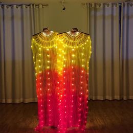 Silk Led Light Rainbow Fold Fans Belly Dance Stage Performance Party Cosplay Costume Shows Bar Nightculb Accessorie