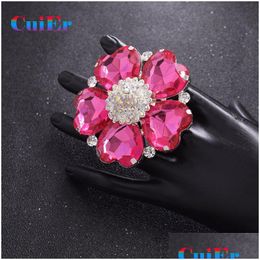 Solitaire Ring 6.7Cm Pink Colour Sweet Heart Grils Rings Big Size Flower Adjustable Jewellery Lovely For Wedding S Bridal 230612 Drop De Dhkoz