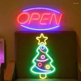 Table Lamps Neon Christmas Tree Light Signs USB Powered LED Lights Festival Decoration Ornaments Holiday Wall Decor