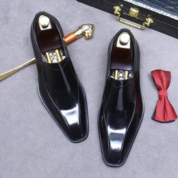 Casual Shoes Handmade Mens Wedding Oxford Black Genuine Leather Luxury Designer Dress Shoe Men Slip On Formal Loafers Man