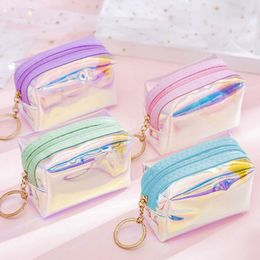 Korea's New Ins Girl Heart Transparent Laser Coin Purse Student Mini Coin Keychain Bag Ready For Wholesale