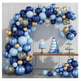 Party Decoration 72Pcs Blue Metallic Balloons Garland Kit Gold Confetti Balloon For Birthday Baby Shower Wedding Decorations