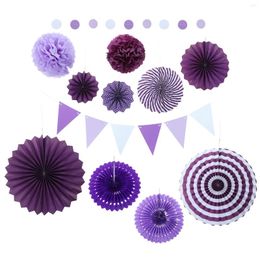 Decorative Flowers Wedding Decorations Paper Fan Flower Crafts Prop Fans Ornament Party Purple Banner