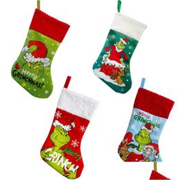 Christmas Decorations S Stockings 35Cm Large Green Monster Stocking Gift Socks Holiday Decor Home Indoors Drop Delivery Garden Festive Dhhho