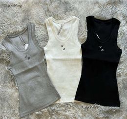 Women Top Tanks Vest T Shirts Anagram Embroidered Cotton-Blend Tank Tops Designer Skirts Yoga Suit Two Piece Dress Bra Vest Ladies T Shirt Femme F1a
