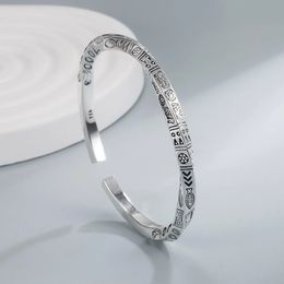 925 Sterling Silver Geometry Totems Open Bracelets Bangles For Women Luxury Designer Jewellery Gift Female GaaBou 240513
