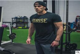 Summer New Mens Gyms T shirt fit Fitness Bodybuilding Shirts Printed Fashion Male Short Letter Printed Clothing Brand Tee Tops9629938