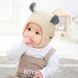 Caps Hats Baby Hat 1-3 Year Old Boys and Girls Winter Warm Thick Childrens Cute Ears Knitted d240521