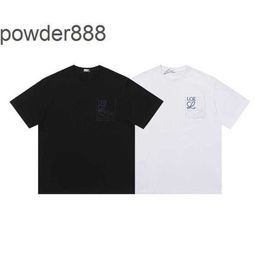 High Version Lo Yiwei 2023 Summer New Contrasting Logo Pocket Embroidered Mens and Womens Couple Short Sleeved T-shirt