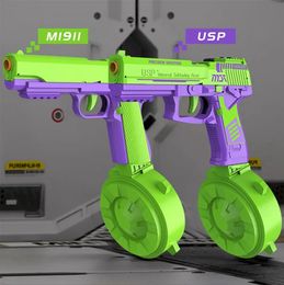 Mini 3D Model Toy 1911 Gun Pistols for Boys Kids Bullets No Fire Rubber Band Launcher Gift Print Gravity Cub Jump