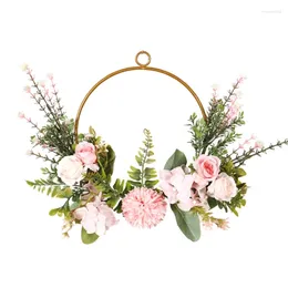 Decorative Flowers Y5LE Ball Chrysanthemum Water Grass Wreath Artificial Hanging Ornament