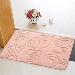 Carpets Bathroom Water Absorbing Door Mat Starfish Conch Pattern Foam Bath Rug Super Absorbent Anti-Slip Quick Dry Entrance Carpet