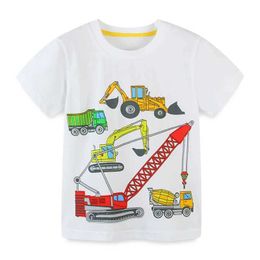 T-shirts Little maven Summer Clothes for New Year 2022 Baby Boys Lovely Alien UFO T-Shirt Cotton Tops for Kids 2-7 years Y240521