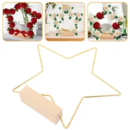 Decorative Flowers 2 Sets Props Objects Metal Wreath With Base Dining Table Items Gold Centrepieces For Wedding Wood Star Hoop