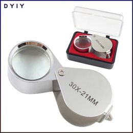 30X Jewelry Magnifying Glass Mini Lupa Pocket Magnifier Folding Loupe Glass Lens Jeweler Tool Magnifying Triplet Glass Jewelry