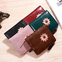 Wallets Women Purse Zipper Green Red Black Female Wallet PU Leather Card Holder Embroidery Ladies Money Bag Carteras Para Mujer