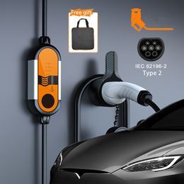 Car Fast EV Portable Charger Type2 16A 3.5KW 5M Cable IEC62196 Socket Type1 j1772 Socket with Schuko Plug for Electric Vehicle