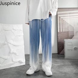 Men's Pants Summer Thin Ice Silk Drape Fashion High Street Tie-Dye Wide Legs Handsome Floor-Mopping Trousers Male Clothes