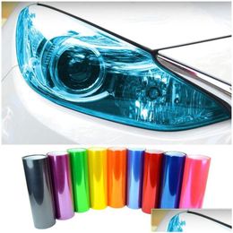 Car Stickers Styling Est 13 Colours 12X40 30Cmx100Cm Light Headlight Taillight Tint Waterproof Vinyl Film Sticker Drop Delivery Mobil Dhtox