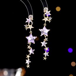 Designerohrringe glänzen mit Ohrringsternen und Eleganz hochgradig Silbernadel fünf spitze Star Zirkon Long Meteor Ohrringe Schmuck